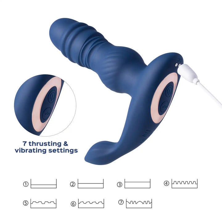Jaden - Thrusting Prostate Massager Vibrating Butt Plug Anal Sex Toy - Honey Play Box